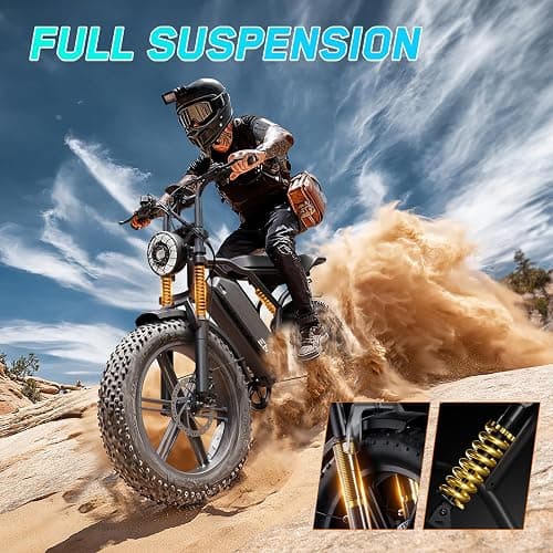 TST Electric Bike for Adults, 1500W Peak Motor 60 Miles Fat Tire Ebike with 48V 15Ah Removable Battery 20" Fat Tire Electric Bike, Full Suspension and 7-Speed thumbnail 4