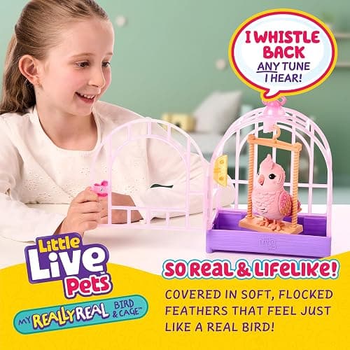 Little Live Pets My Really Real Talking Bird Toy & Cage - Rosie, Interactive Voice Repeating Toy, 20+ Sounds & Reactions, Talking Toys for Kids 5-7 thumbnail 3