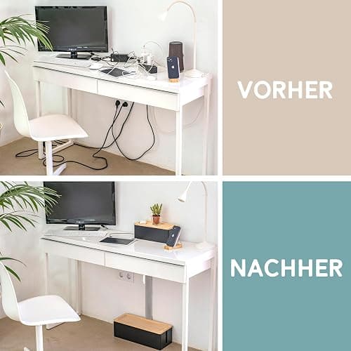 NATURE SUPPLIES Set of Two Natural Wood Cable Management Box, Large and Medium Cord Organizer to Hide Wires and Power Strips for TV, Desk, Computer, Router, Cable Storage and Cord Organization thumbnail 6