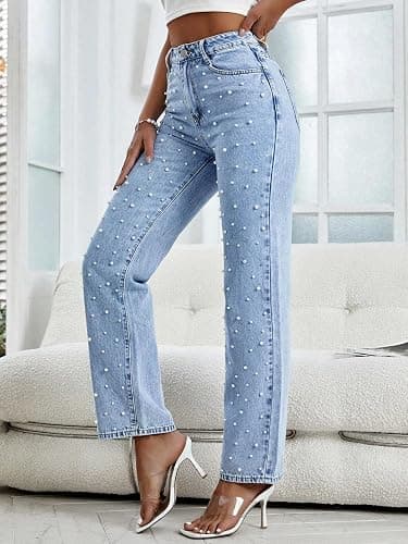 Kedera Women's High Waisted Jeans Boyfriend Baggy Wide Straight Leg Casual Denim Pants Trousers thumbnail 6