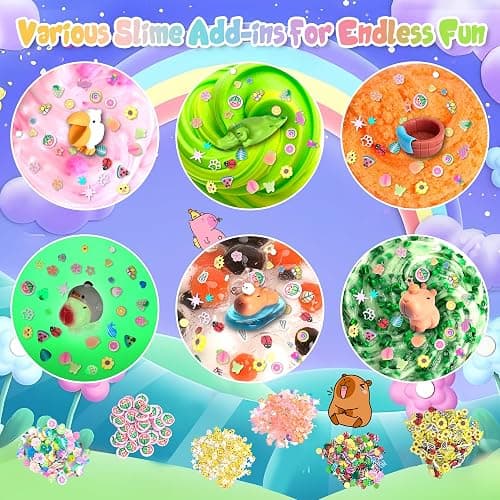 Joytry Capybara Slime Kit, 20oz Total, Slime Sensory Stress Relief Kit Includes 6 Different Texture Slimes, Glow in The Dark Slime with Cute Add-ins, ASMR, Perfect Slime Kit for Girls Ages 8-12 thumbnail 6