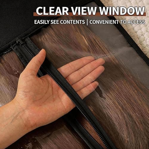 Nenkarn 16Pcs Wig Storage Bags with Hanger, 2 Sizes (23.6"/31.4") Dust-proof & Water-resistant Hair Extension Organizer, Clear Window Hanging Wig Holders for Multiple Wigs, Black & Pink thumbnail 6