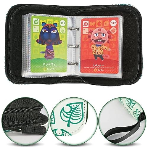 80 Pockets Binder Holder for Animal Crossing Amiibo Cards, Fits 80 Pcs 2.5 x 3.8-Inches Cards with 40 Removable Sleeves (Leaf, Full-Size Binder) thumbnail 6