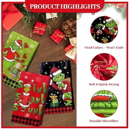 GEELION Christmas Hand Towels Set of 3 – 18 x 26 Inches, Soft & Funny Holiday Towels for Kitchen Bathroom, Great for Christmas Decor, Gifts for Women, Friends, Hostess thumbnail 4