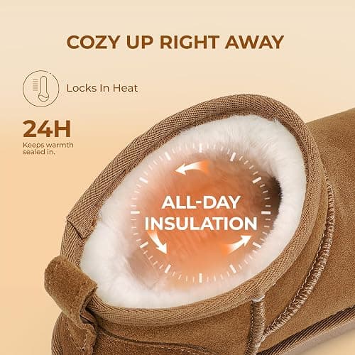 DREAM PAIRS Winter Boots for Women Mini Boot Genuine Suede Lining Water Resistant Warm Snow Boots Slip On Memory Foam Comfort Booties FuzzyClassic thumbnail 7
