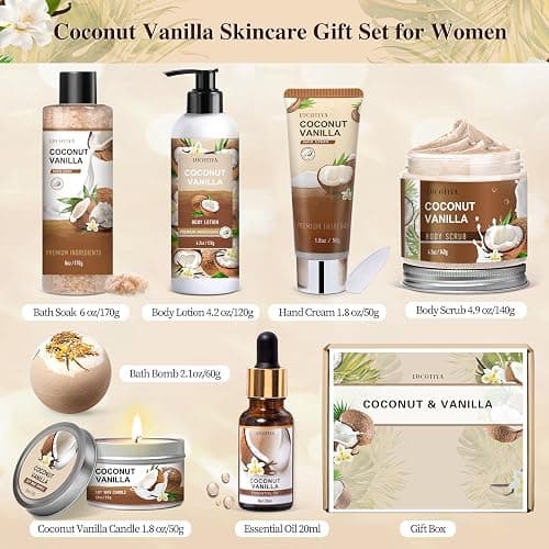 Gifts for Women, Birthday Gifts for Women, Bath and Body Gifts Set, Vanilla Coconut Spa Gift for Self Care,Thank you Relaxing Bath Sets for Mom, Grandma, Girlfriend, Sister, Friends thumbnail 2