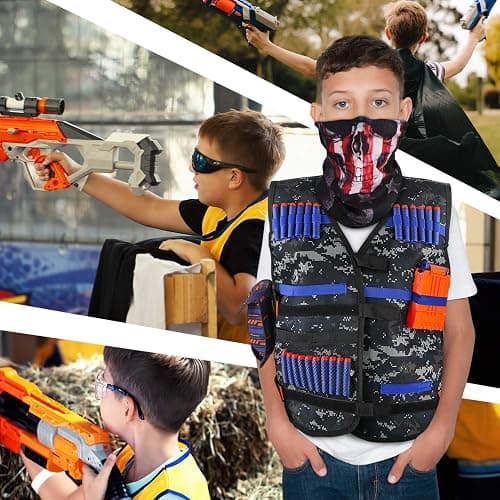 Kids Tactical Vest Kit for Nerf Guns Series with Refill Darts,Dart Pouch, Reload Clips, Tactical Mask, Wrist Band and Protective Glasses, Toys for 8 9 10 11 12 Year Boys thumbnail 7