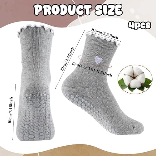Skicuff Cute Pilates Socks with Grips for Women, Non Slip Ruffle Yoga Socks for Barre Ballet Barefoot Workout thumbnail 3