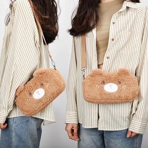 innoAura Switch Lite Case, 14-in-1 Accessories Bundle with Cute Carrying Case, Screen Protector, Thumb Caps (Brown Bear) thumbnail 6