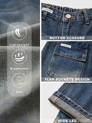 Handfrog Women Baggy Jeans Low-Mid Rise Denim Pants with Pockets Y2k 90s Jeans for Girls thumbnail 4
