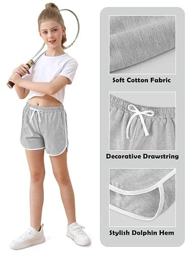 Resinta 5 Packs Girls Cotton Athletic Shorts Toddler Summer Running Shorts Dolphin Yoga Shorts for Kids thumbnail 5
