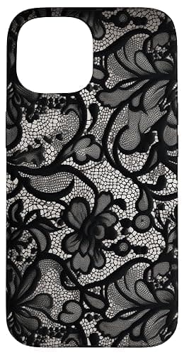 Black Lace Vintage Pattern Case for iPhone 15 - Image 1