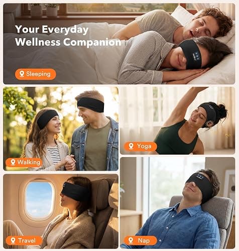 MUSICOZY Sleep Headphones Headband Bluetooth 5.4 Cool for Sleep & Sport | Comfortable Wireless Headband Earphones W/ Ultra-Thin Speakers. Perfect For Side Sleepers, Yoga, Travel & Relax. Great Gift thumbnail 7