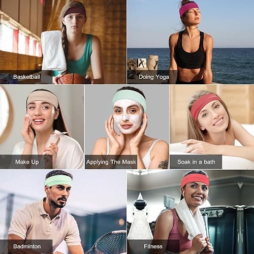 Ztomine Headbands for Women, 8pcs Stretchy Non Slip Soft Cotton Cloth Hair Bands for Sports, Workout, Yoga and Running thumbnail 5