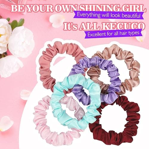 KECUCO 30Pcs Small Silk Satin Hair Scrunchies, Hair Ties for Women Girls Hair Accessories Gift (Multicolor A) thumbnail 3