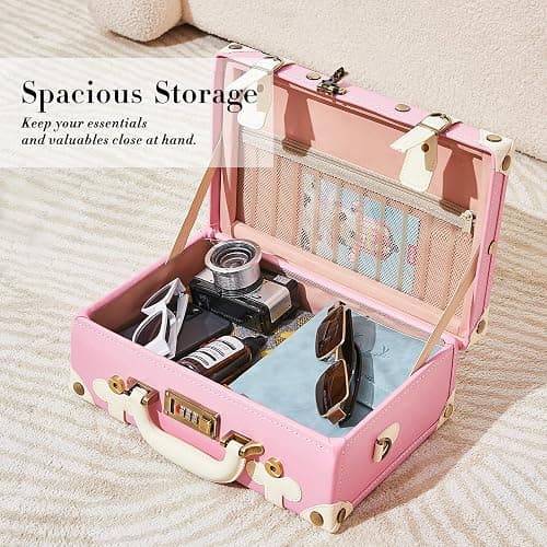 Unitravel 12inch Women Cute Suitcase Small Train Case with Straps thumbnail 2