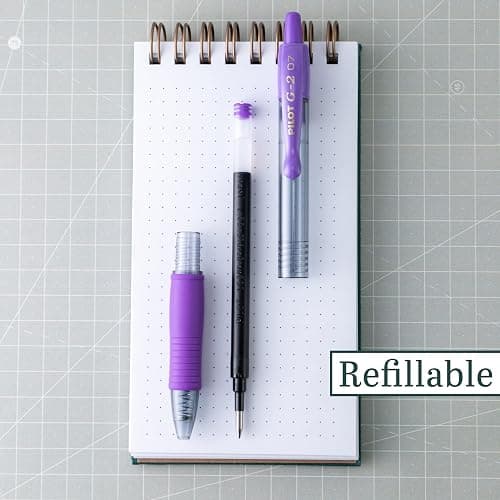 Pilot G2 Retractable Rollerball Gel Pens, Fine Point, 0.7mm, Purple Ink, 6 Count thumbnail 2