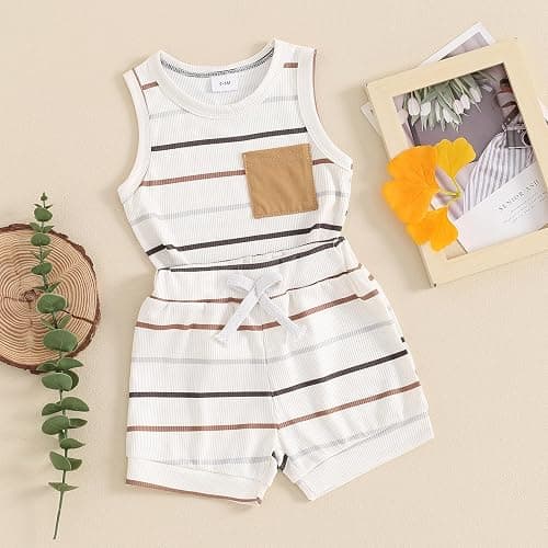 farrubbyine8 Baby Boy Summer Clothes Striped Tank Tops Camisoles and Shorts Newborn Boys Spring Summer Outfit thumbnail 3