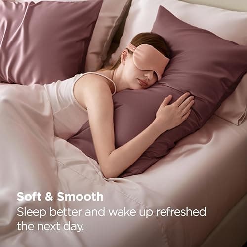 Bedsure Satin Pillowcase for Hair and Skin Queen - Silky Pillowcase 2 Pack with Envelope Closure, Similar to Silk Pillow Cases, Gifts for Women Men, Nostalgia Rose, 20x30 Inches, 2pcs thumbnail 6