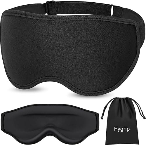 Fygrip 3D Eye Mask Sleep Mask for Men & Women, 100% Pressure-Free & Light Block-Out Eye Mask for Sleep with Easy Adjustable Strap, Night Eye Cover for Travel, Black - Image 1