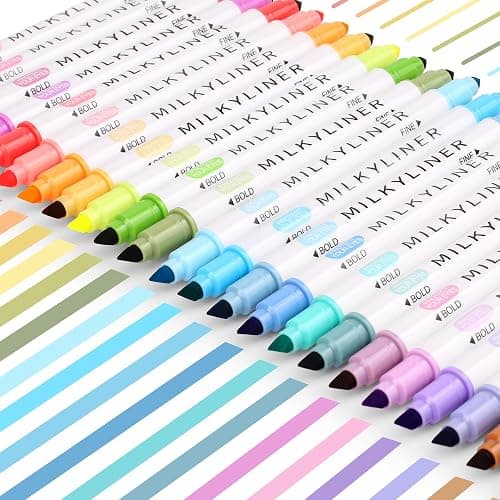 HANKU Pastel Highlighters Set, 24 Unique Retro Colors, Highlighters Assorted Colors, Quick Dry Dual tip and Fine Tip No Bleed Highlighter Markers for Bible Journals Planners Books Notes - Image 1