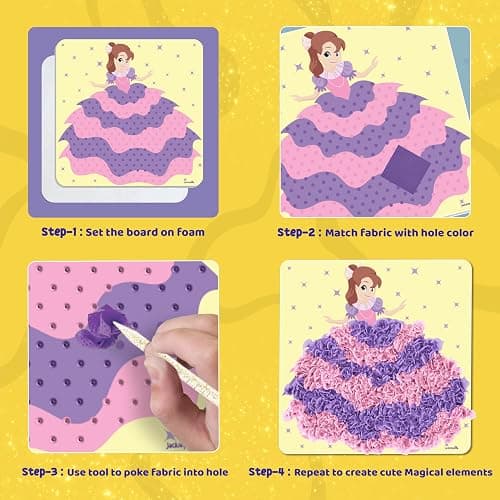 jackinthebox Poke Poke Art – Magical Theme, Mess-Free Fabric Art and Craft, Flower Pressing Kits, Gift for Kids, Girl Gifts, DIY Activity Boy Gift, Toys for Girls and Boys Ages 4 5 6 7 8 thumbnail 5