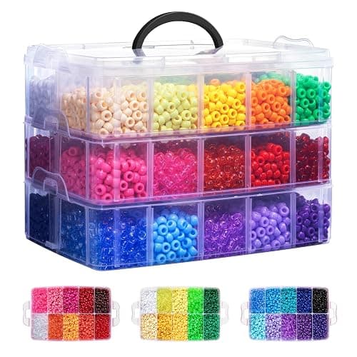 Simetufy 10000Pcs Pony Beads Bulk, 30 Colors Rainbow Kandi Beads for Hair Braiding Bracelet Making Kandi Jewelry Key Chains DIY Crafts Gifts Christmas Gifts (5.73lb, Stack Box) - Image 1