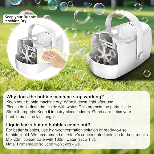 Bubble Machine Durable Automatic Bubble Blower, 18000+ Big Bubbles Per Minute Bubbles for Kids Toddlers Bubble Maker Operated by Plugin or Batteries Bubble Toys for Indoor Outdoor Birthday Party thumbnail 8