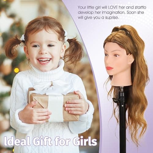 Mannequin Head Human Hair 80% Real Hair Cosmetology Mannequin Head for Braiding Styling Cutting 26-28” Doll Head with Clamp Tools (Blonde) thumbnail 6