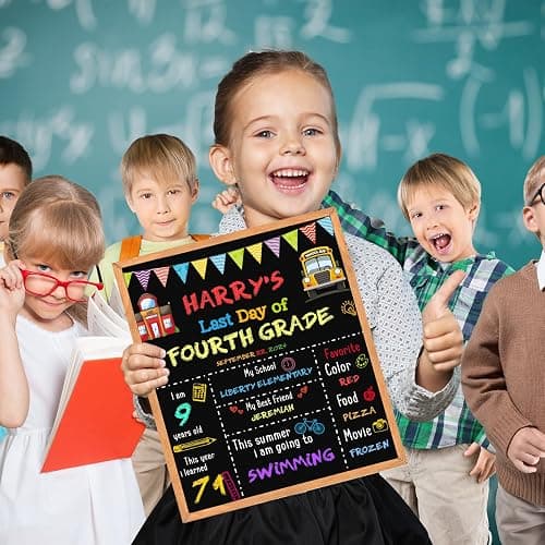 First Day of School Sign - 14" X 11" Double-Sided Board With Frame for Kids - Chalkboard for First & Last Day, Back to School Supplies for Preschool Kindergarten 1st Grade thumbnail 6