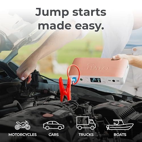 HALO Bolt Air 58830 Portable Car Battery Jump Starter | 100 PSI Air Compressor, 58.8Wh USB Power Bank, Emergency Floodlight & Charger, Jump Cars SUVs & Trucks, Inflate Tires, TSA Approved — Rose Gold thumbnail 2