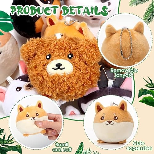 Libima 9 Pcs Mini Stuffed Animals Keychains 3.15 Inch Small Plush Cute Ornaments Bulk Toys for Baby Shower Birthday Party Decors Gift Bags Fillers Operation Christmas Basket Stuffers(Puppy) thumbnail 3