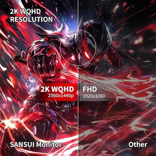 SANSUI 27 Inch WQHD 2560X1440 Curved Gaming Monitor, 180Hz MPRT 1ms Computer Monitor,HDMI2.0 * 2, DP1.2 * 2, Freesync, Curved 1500R, 5000:1 Contrast Ratio, 120% sRGB,HDR(ES-G27C1Q DP Cable Included) thumbnail 3