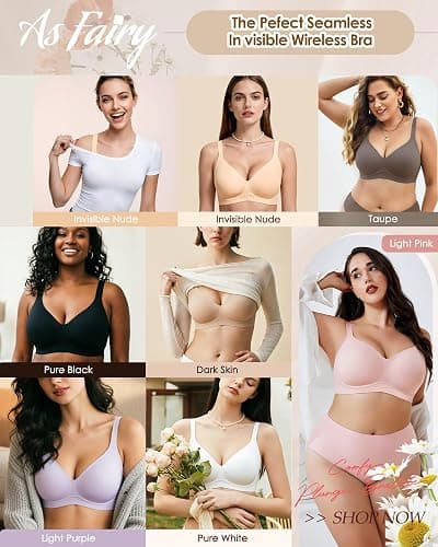 As Fairy Bras for Women No Underwire Jelly Wireless Seamless Full Coverage Comfortable Bra with Airholes thumbnail 6