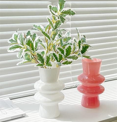 JSPYFITS Modern Glass Vases, 7.87" Tall Four-Layer Glass Vase Bubble Flower Vases Decorative for Home Décor, Decorative White Glasses Table Vase for Wedding Housewarming Gift thumbnail 2