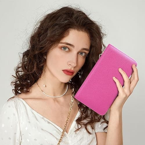 Chelmon Women's Vegan Leather Clutch Wallet with Zip, Hand Strap, Large Capacity thumbnail 2