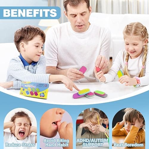 Magnetic Fidget Sliders 6 Pack, Large Textured Sensory Toys for Kids Adults | Stress Relief Toys for ADHD Autism, Quiet Silicone Fidgets for Classroom Office Travel, Birthday Gifts thumbnail 5