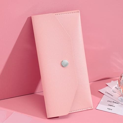 Frienda Cash Envelope Wallet PU Leather 7 x 3.5 Inch Reusable Budget Money Pouch Envelope Organizer 8 Cash Dividers 2 Sheets Category Sticker Labels for Wallets Bill Planner(Pink,Classic) thumbnail 7
