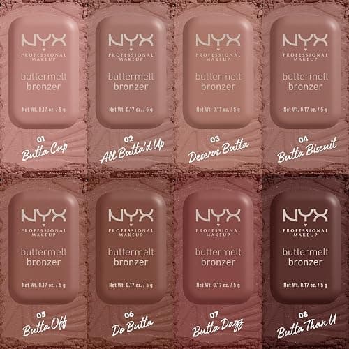 NYX PROFESSIONAL MAKEUP Buttermelt Bronzer, Powder Bronzer, 12 HR Wear, Fade Resistant & Transfer Resistant, Infused with Shea Butter - ALL BUTTA'D UP thumbnail 6