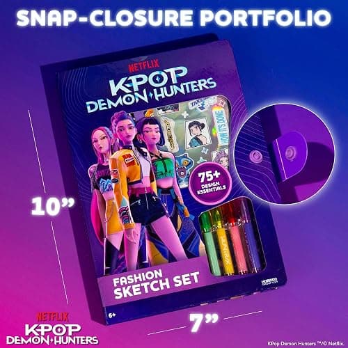 Kpop Demon Hunters™ Fashion Sketch Set, Includes Coloring Book, Gel Pens, Kpop Demon Hunters Stickers, Stencils & More, Great Girls Toys Age 6-8 thumbnail 2