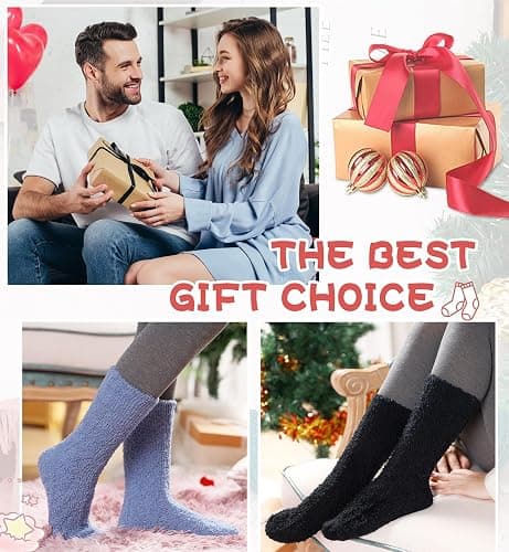 Eyean Womens Fuzzy Socks Soft Warm Fluffy Socks Winter Sleep Thermal Plush Casual Cozy Home Socks thumbnail 6