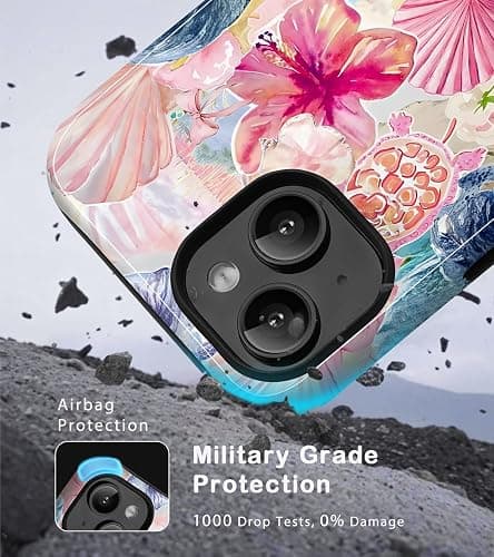 Amzfield Compatible with iPhone 14 Plus Case, Aesthetic Summer Phone Case Cute Flower Shell Turtle Sea Creature Floral Collage Girl Women, Scratch Resistant Protective Girly Case for iPhone 14 Plus thumbnail 5