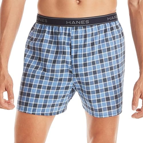 Hanes Men's Underwear Boxers Pack, Cool & Breathable Cotton Underwear, Moisture-Wicking Boxers for Men thumbnail 3