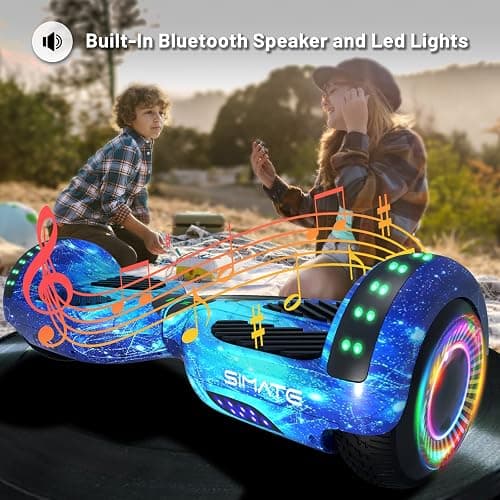 SIMATE Hoverboard, Bluetooth All Terrain Hover Boards with LED Lights and APP Control, Gifts for Kids Adults Girls Boys, for All Ages thumbnail 2