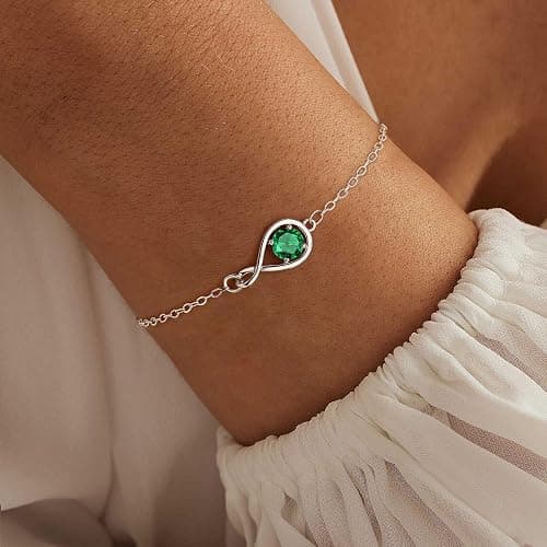 JSJOY Infinity Birthstone Bracelets for Women Unique Birthday Christmas Gifts for Women Mom Dainty Gold Silver Birthstone Bracelet Wedding Gifts thumbnail 4