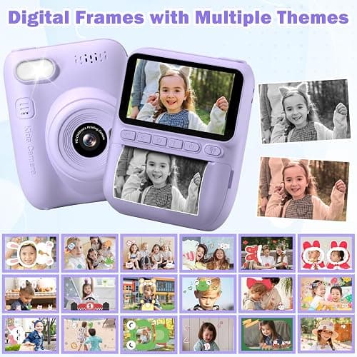 Kids Camera Instant Print, Holiday Birthday Easter Gifts for Girls and Boys 5-7,Video Digital Kid Photo Camera with 3 Rolls Print Paper, Toddler Toys for 3-12 Years Old (Purple) thumbnail 5