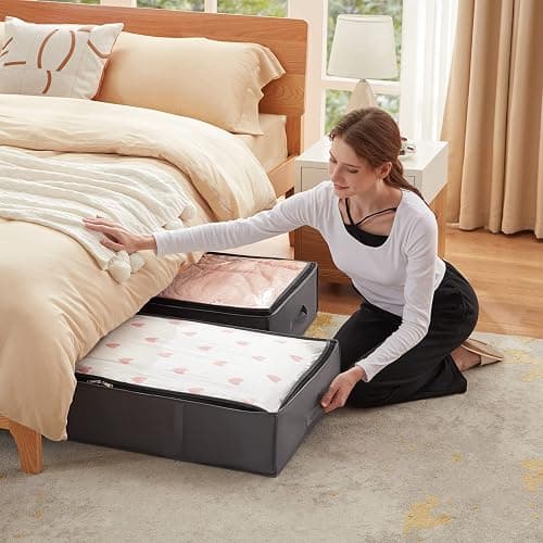 Lifewit 95L 4 Pack Under Bed Storage Containers, Large Capacity Blanket Storage Bags with Reinforced Handle, Organization and Storage for Comforters, Sheets, Clothes, Bedroom, College Dorm, Grey thumbnail 2