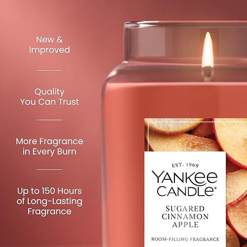Yankee Candle Sugared Cinnamon Apple, Fall Scented Candle, 22oz Large Jar with up to 150 Hour Burn Time thumbnail 4