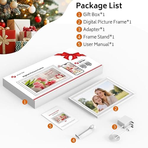 Frameo 10.1" Digital Picture Frame with 32GB Memory White WiFi Electronic Photo Frame 1280 x 800 IPS HD Touch Screen Auto-Rotate Slideshow Wall Mountable Share Photos/Video Remotely Anywhere thumbnail 9