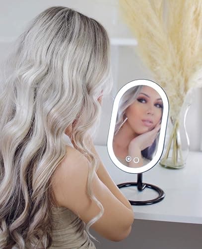 Fancii Vera LED Lighted Vanity Makeup Mirror, Rechargeable - Cordless Illuminated Cosmetic Mirror with 3 Dimmable Light Settings, Dual Magnification (Obsidian) thumbnail 8